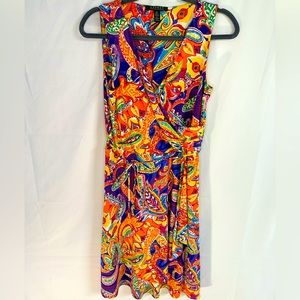 Ralph Lauren Women Size S Dress Faux‎ Wrap Jersey Sleeveless Paisley Print